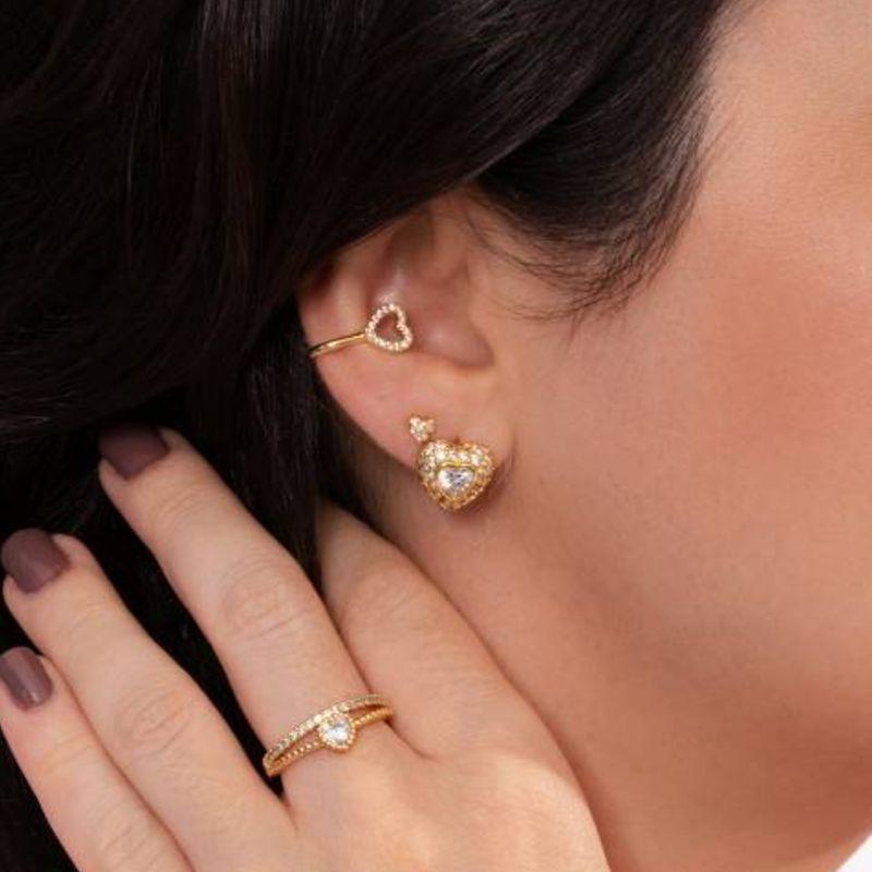 BRINCO CORAÇÃO BELLA ZIRCÔNIA BANHADO A OURO