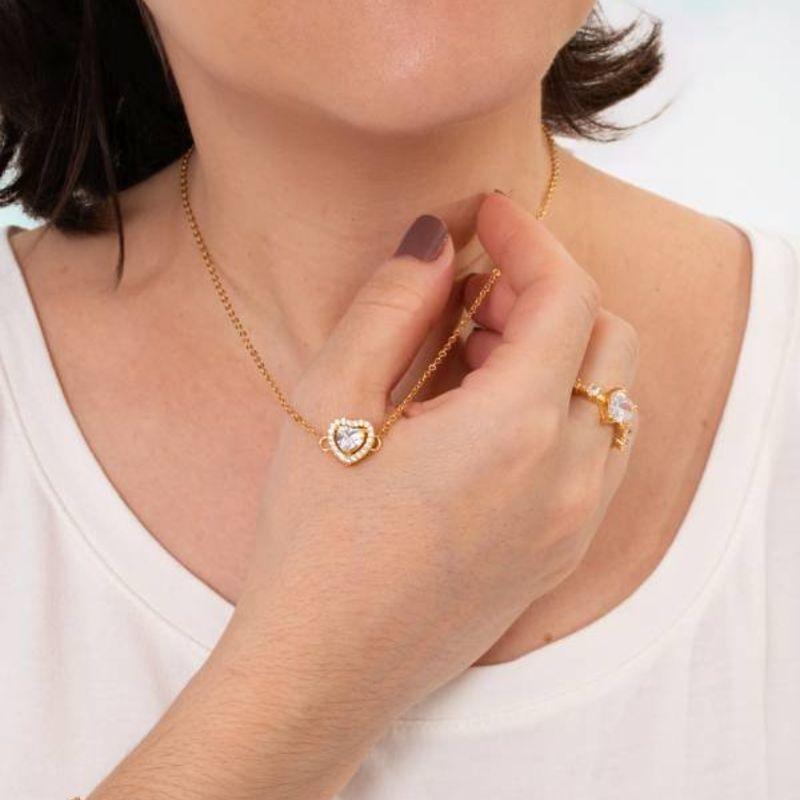 COLAR CORAÇÃO ZIRCÔNIA BANHADO A OURO