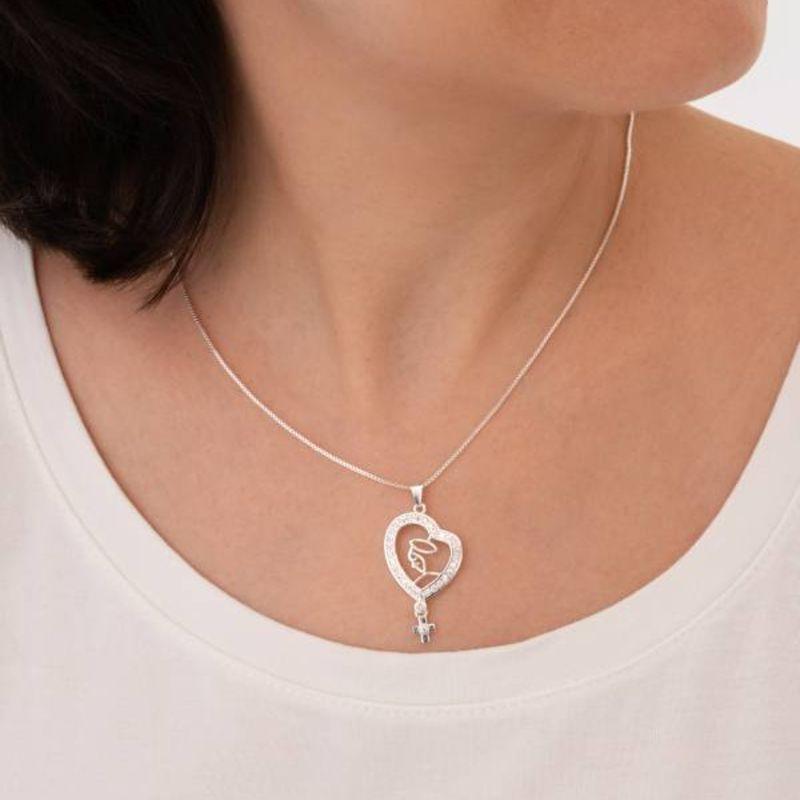 COLAR NOSSA SENHORA CRUZ ZIRCÔNIA BANHADO A PRATA