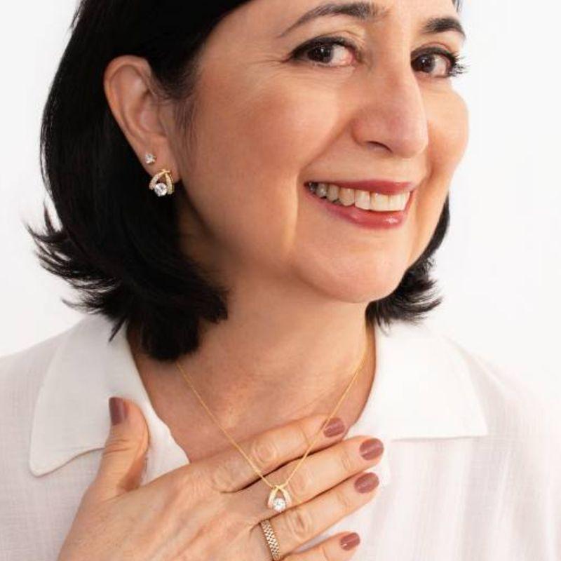 CONJUNTO AURÉ ZIRCÔNIA BANHADO A OURO