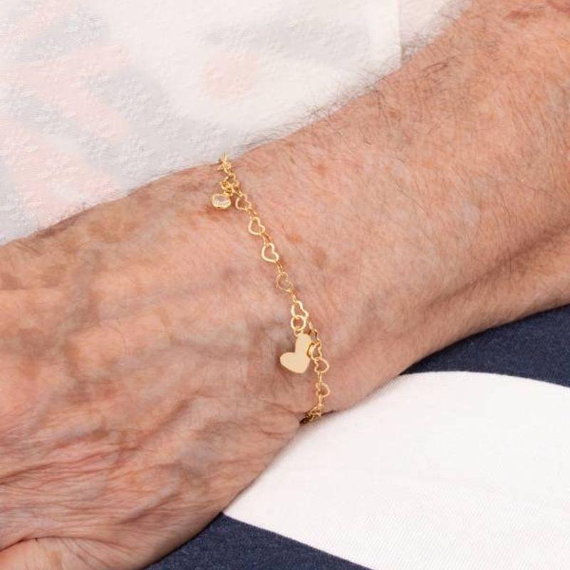 PULSEIRA CORAÇÃO VAZADO PONTO DE LUZ BANHADO A OURO