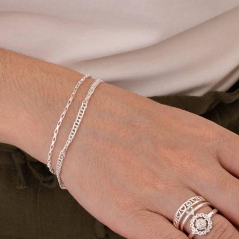 PULSEIRA DUPLA MALHA E CARTIER BANHADO A PRATA