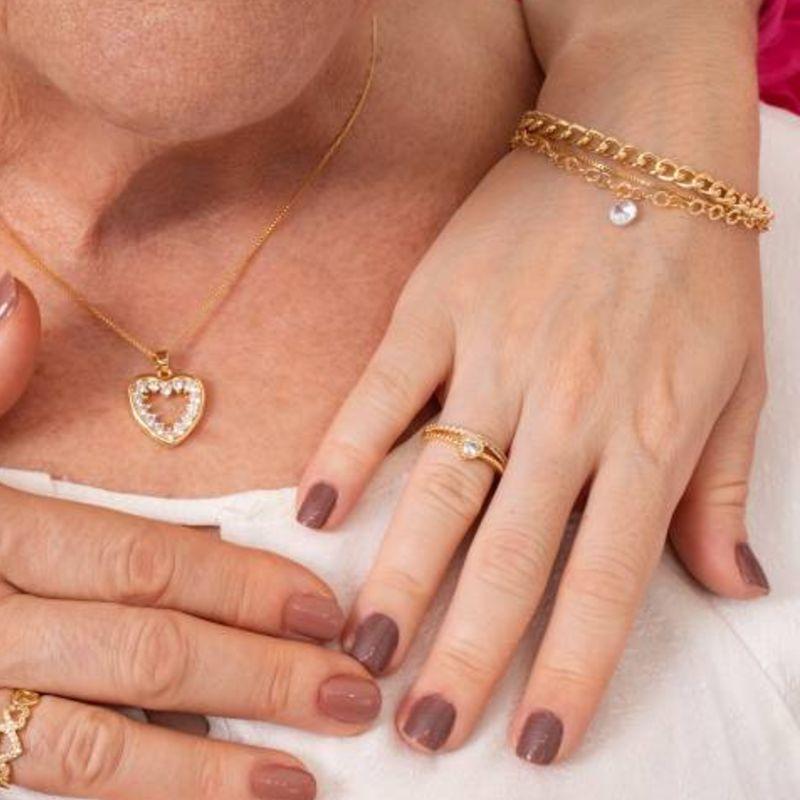 PULSEIRA DUPLA PONTO DE LUZ BANHADO A OURO