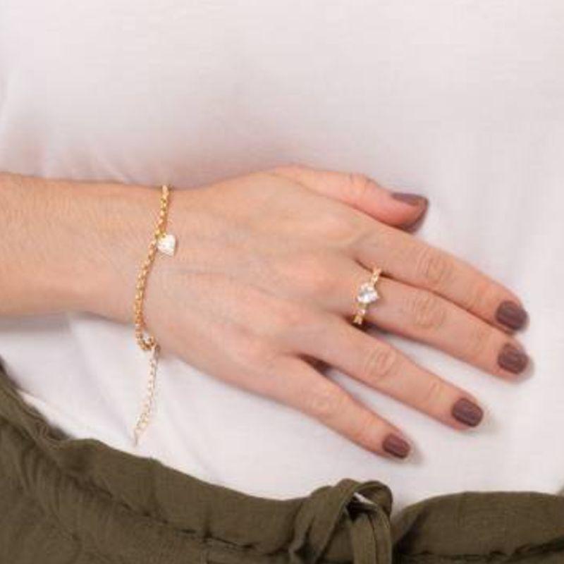 PULSEIRA ELO PORTUGUÊS PINGENTE CORAÇÃO BANHADO A OURO