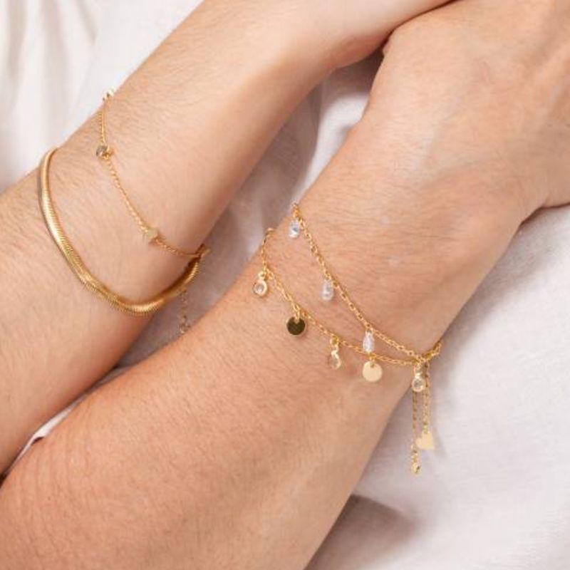 PULSEIRA MEDALHA E TIFFANY BANHADO A OURO