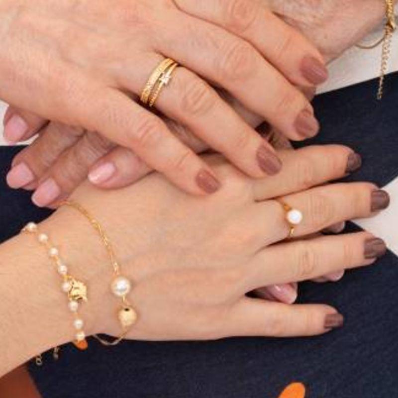 PULSEIRA PÉROLA ESFERA FOSCA BANHADO A OURO