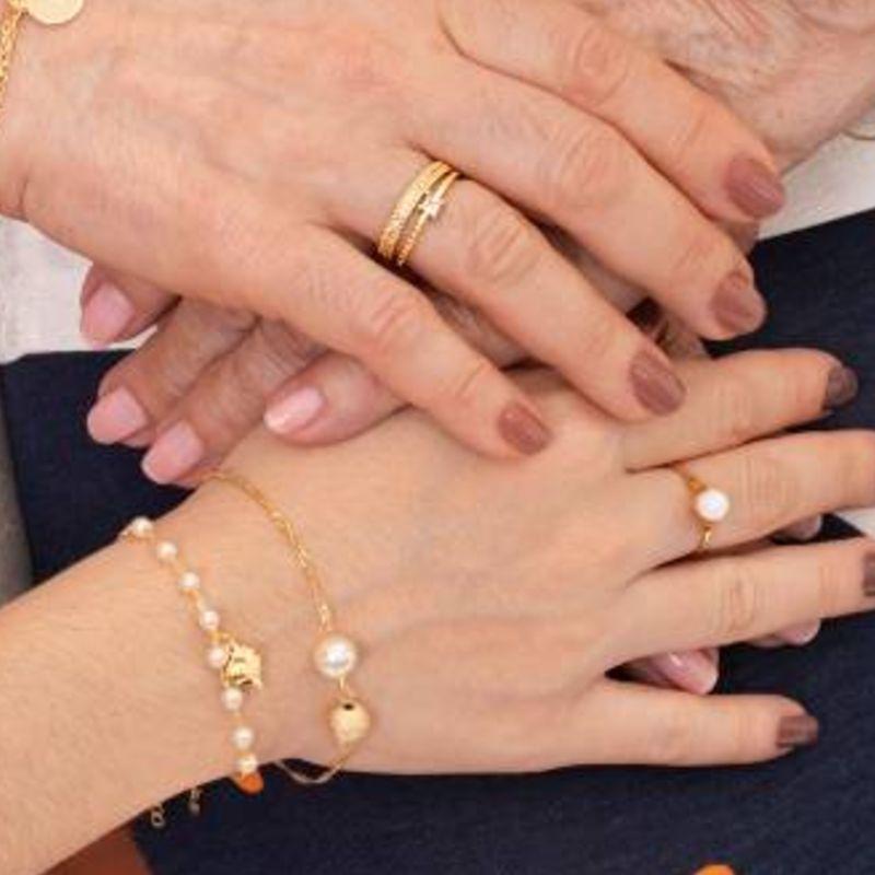 PULSEIRA ZAYA CORAÇÃO PÉROLA BANHADO A OURO