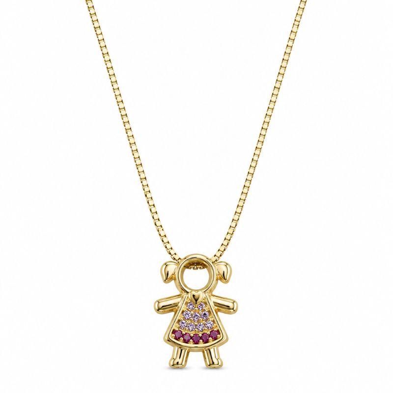 PINGENTE MENINA ZIRC COLOR BANHADO A OURO