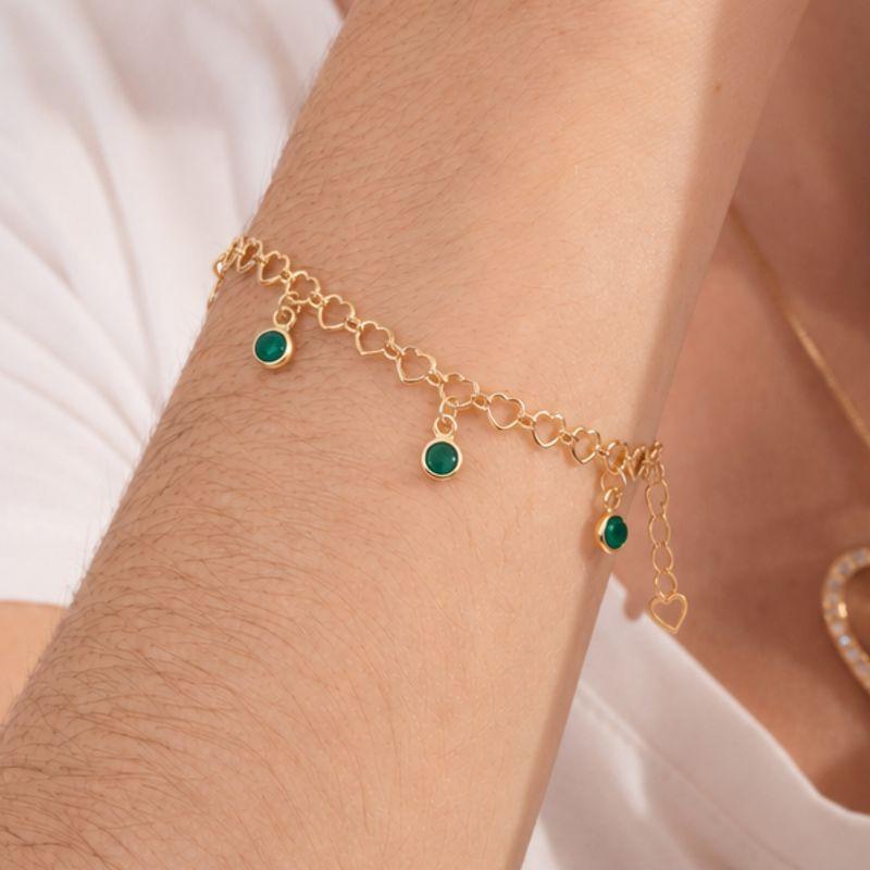PULSEIRA ELO CORAÇÃO TIFFANY VERDE  BANHADA OURO