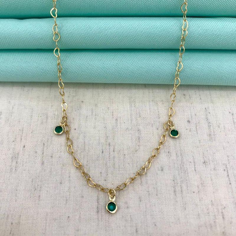 CHOKER TIFFANY VERDE  BANHADO OURO