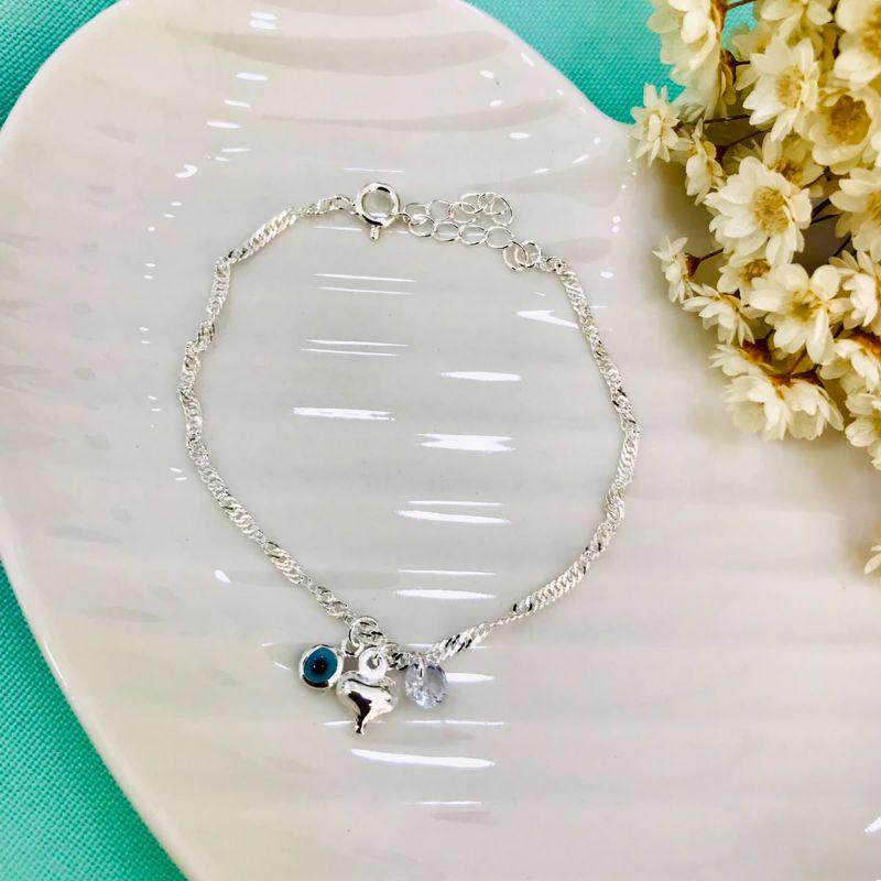 PULSEIRA SINGAPURA COM PINGENTES BANHADA PRATA