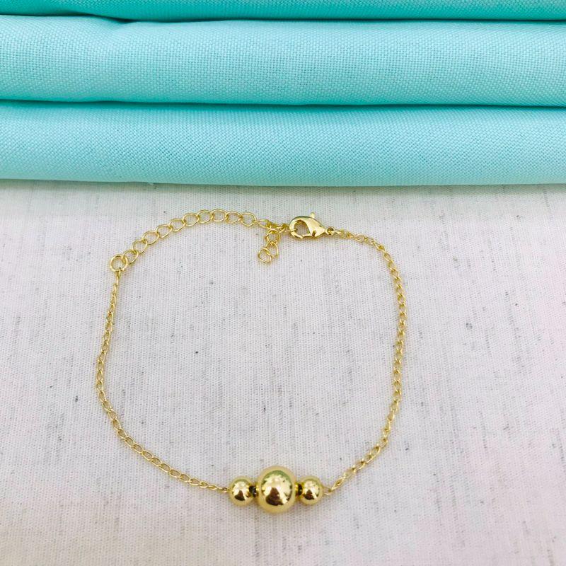PULSEIRA TRÊS ESFERAS BANHADA A OURO